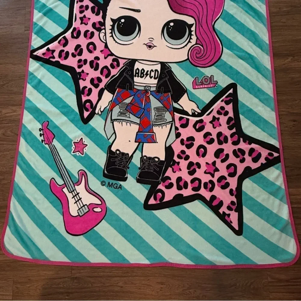 LOL Surprise Rocker Plush Twin Blanket Pink Blue 86” x 57”